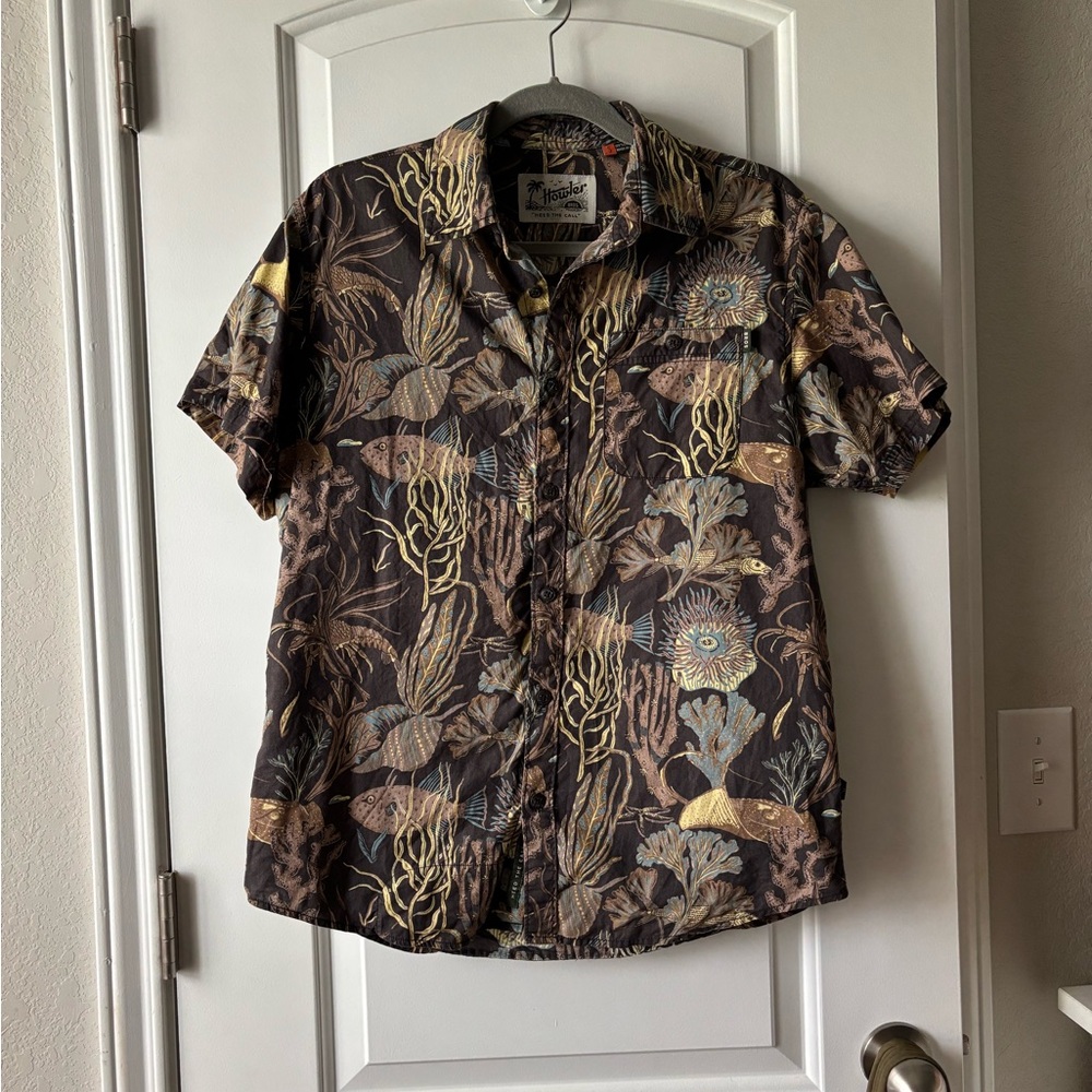 Howler Brothers Aquatic Sea Life Print Shirt - Black and Brown